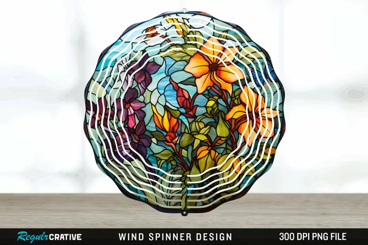 Botanical Wind Spinner Sublimation PNG Design