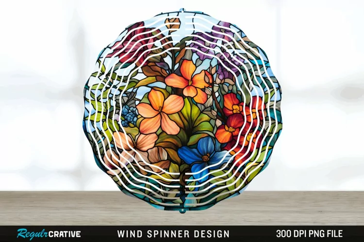 Botanical Wind Spinner Sublimation PNG Design
