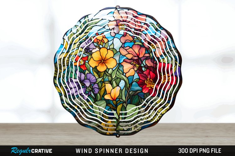 Botanical Wind Spinner Sublimation PNG Design example image 1