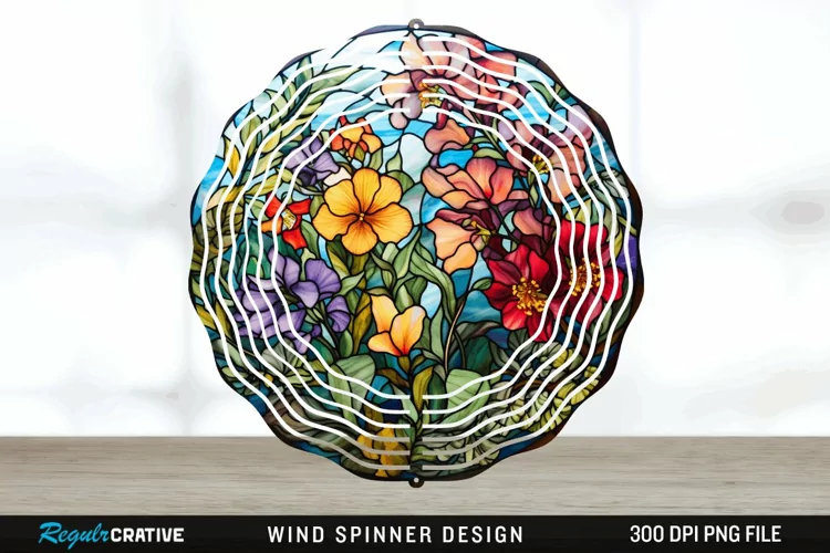 Botanical Wind Spinner Sublimation PNG Design