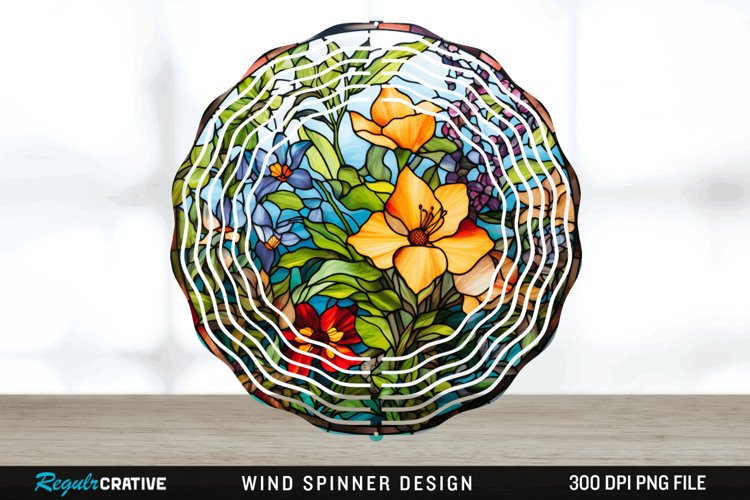 Botanical Wind Spinner Sublimation PNG Design example image 1