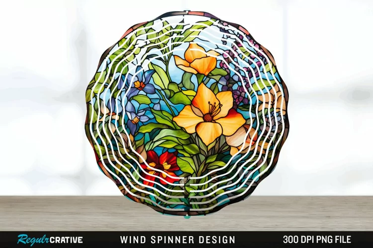 Botanical Wind Spinner Sublimation PNG Design