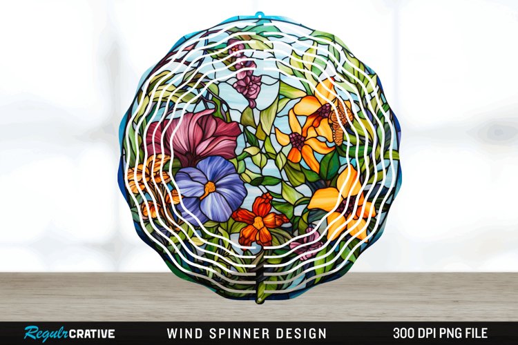 Botanical Wind Spinner Sublimation PNG Design example image 1