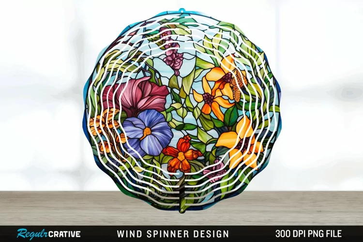 Botanical Wind Spinner Sublimation PNG Design