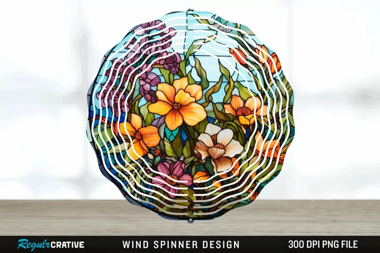 Botanical Wind Spinner Sublimation PNG Design