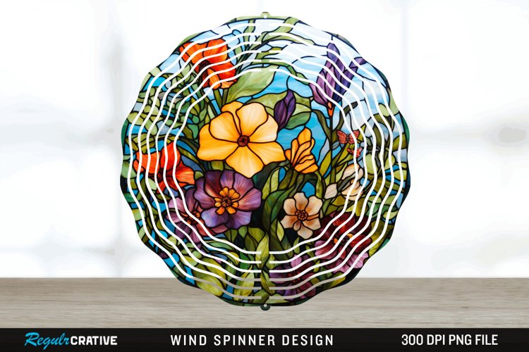 Botanical Wind Spinner Sublimation PNG Design example image 1