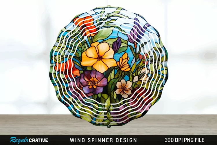 Botanical Wind Spinner Sublimation PNG Design