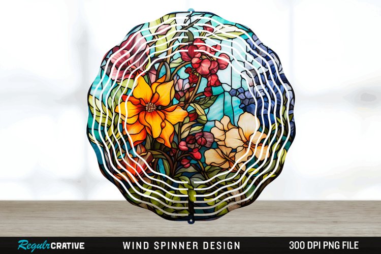 Botanical Wind Spinner Sublimation PNG Design example image 1