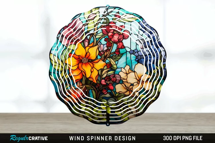 Botanical Wind Spinner Sublimation PNG Design