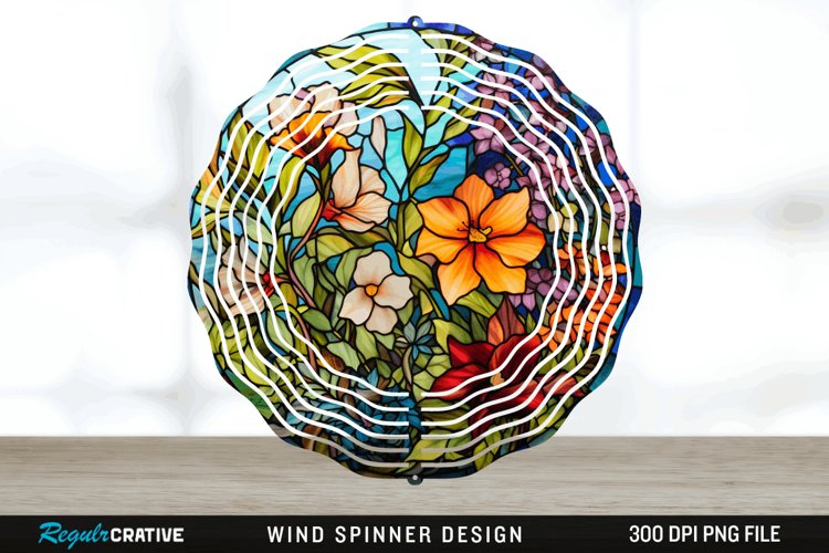 Botanical Wind Spinner Sublimation PNG Design example image 1