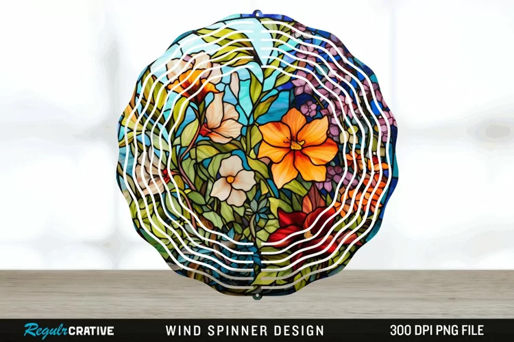Botanical Wind Spinner Sublimation PNG Design