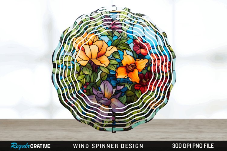 Botanical Wind Spinner Sublimation PNG Design example image 1