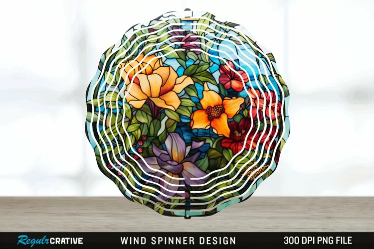 Botanical Wind Spinner Sublimation PNG Design