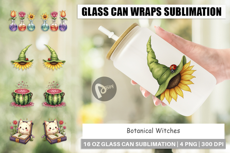 Botanical Witches Glass Can