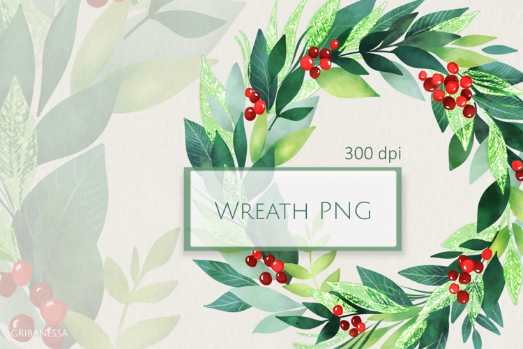 Botanical Red Berry Wreath PNG