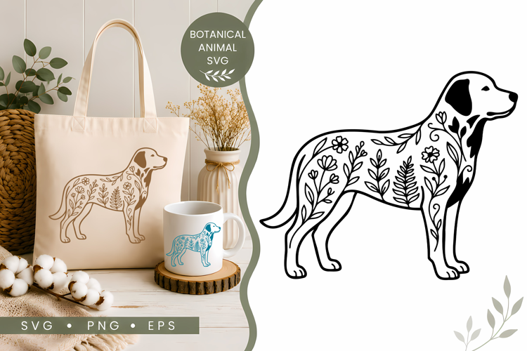 Botanical Dog SVG | Floral Nature Animal Design