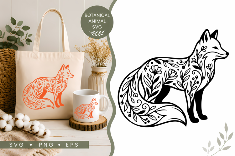Botanical Fox SVG | Floral Woodland Nature Design