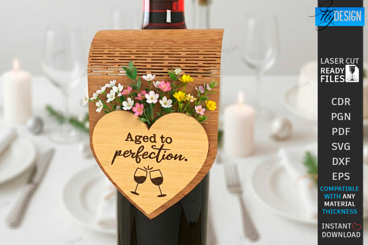 Wine Bottle Tag Laser Cut | Wine Accessory | Drinkware Décor