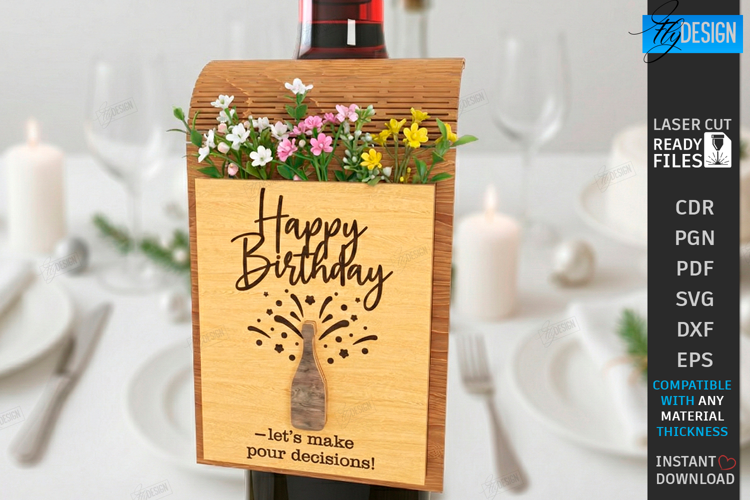 Wine Bottle Tag Laser Cut | Wine Accessory | Drinkware Décor