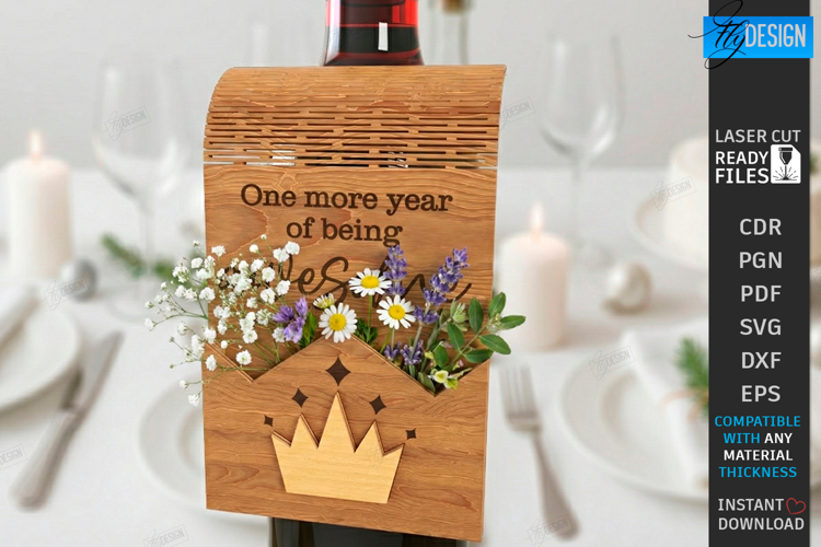 Wine Bottle Tag Laser Cut | Wine Accessory | Drinkware Décor