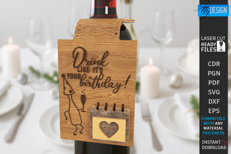 Wine Bottle Tag Laser Cut | Wine Accessory | Drinkware Décor
