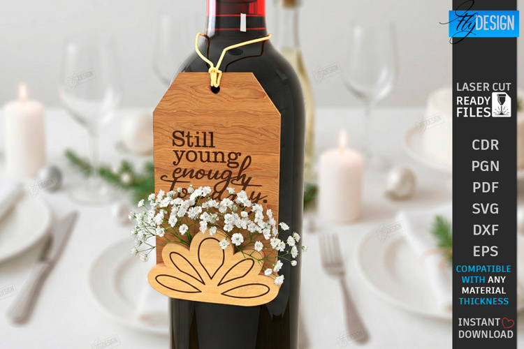 Wine Bottle Tag Laser Cut | Wine Accessory | Drinkware Décor