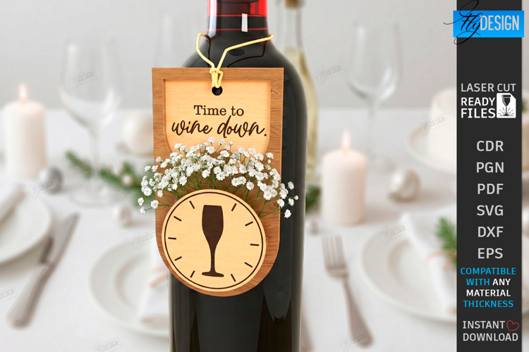 Wine Bottle Tag Laser Cut | Wine Accessory | Drinkware Décor