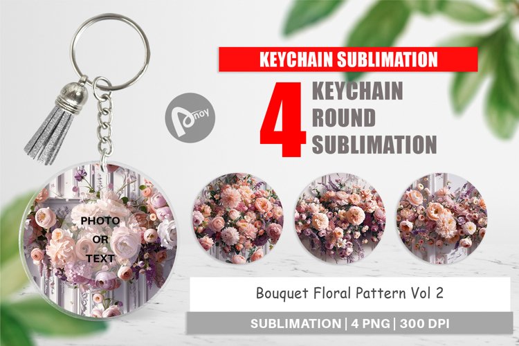 Keychain Floral Bouquet Pattern