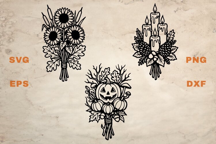 Halloween & Autumn Bouquets SVG example image 1