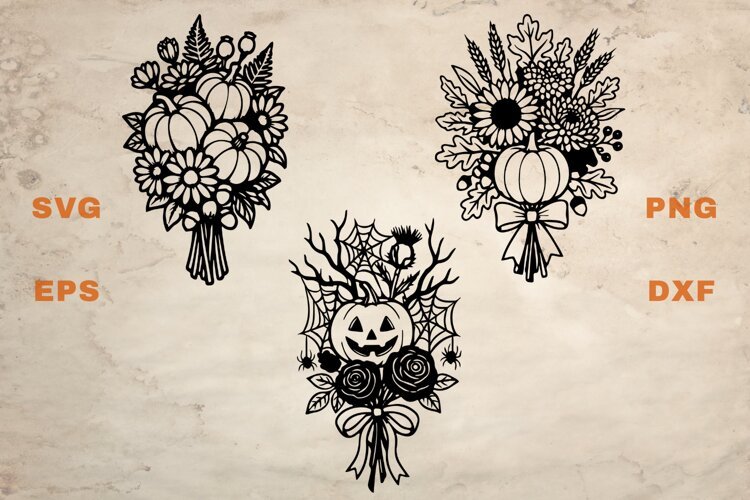 Halloween & Thanksgiving Bouquets SVG example image 1