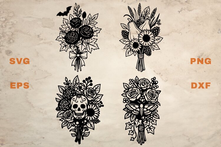 Spooky Halloween Bouquets SVG example image 1