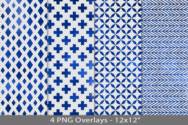 Blue foil seamless pattern overlay, PNG