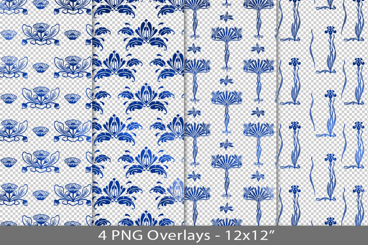 Blue foil seamless pattern overlay, PNG