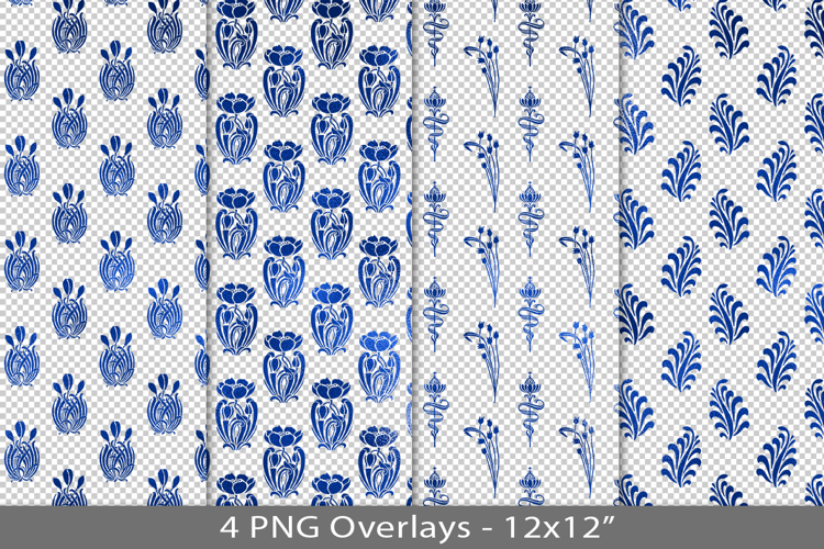Blue foil seamless pattern overlay, PNG