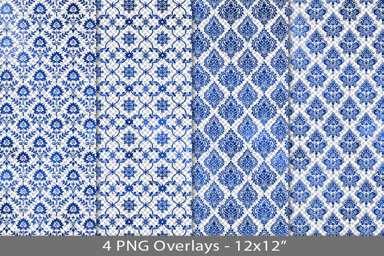Blue foil seamless pattern overlay, PNG