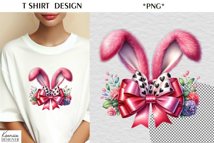 Silk Easter Bow|Fluffy Easter Bunny Ears T Shirt Design