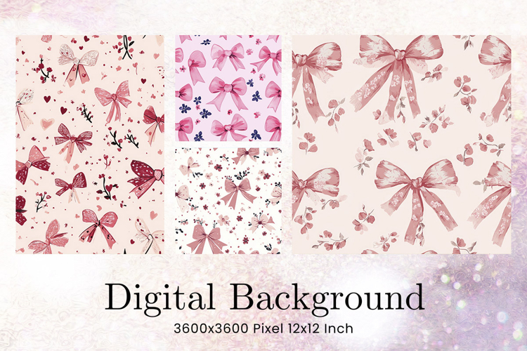 Bow Ribbon Background Bow Digital Paper Pattern Wallpaper