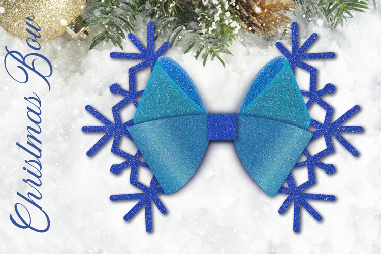 Christmas snowflake bow svg, Wihter decoration, Hair bow
