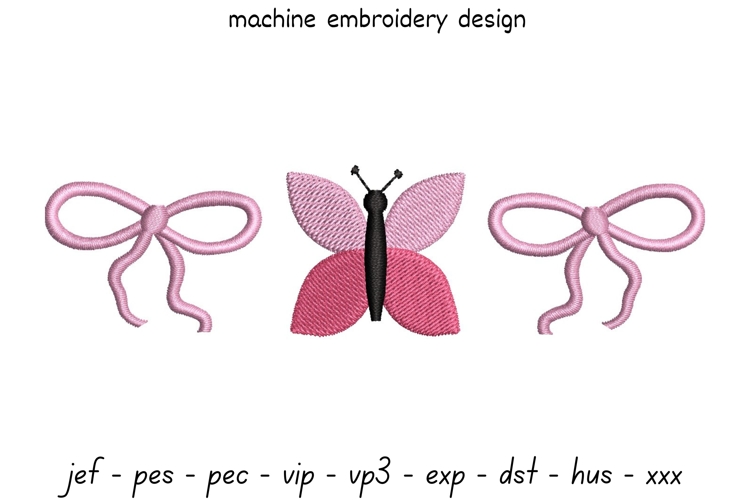 Bow and Butterfly Embroidery Design - Machine Embroidery