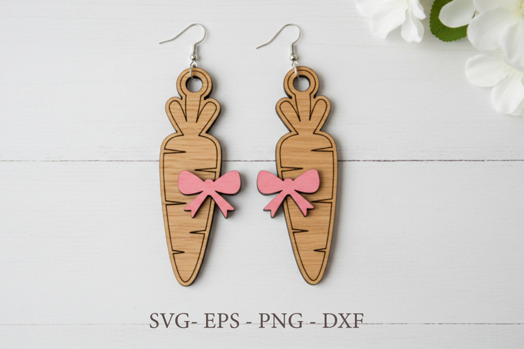 Carrot with Bow Earrings - Laser Cut SVG Template