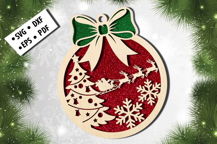 Bow Christmas Ornament Laser Cut SVG DXF EPS PDF File