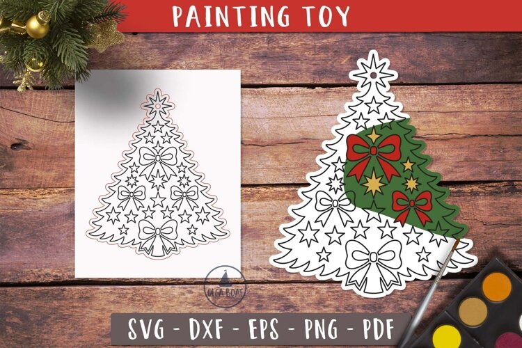 Bow Christmas tree Coloring Ornament SVG Painting Toy