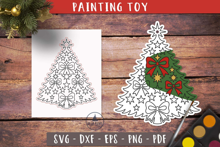 Bow Christmas tree Coloring Ornament SVG Painting Toy