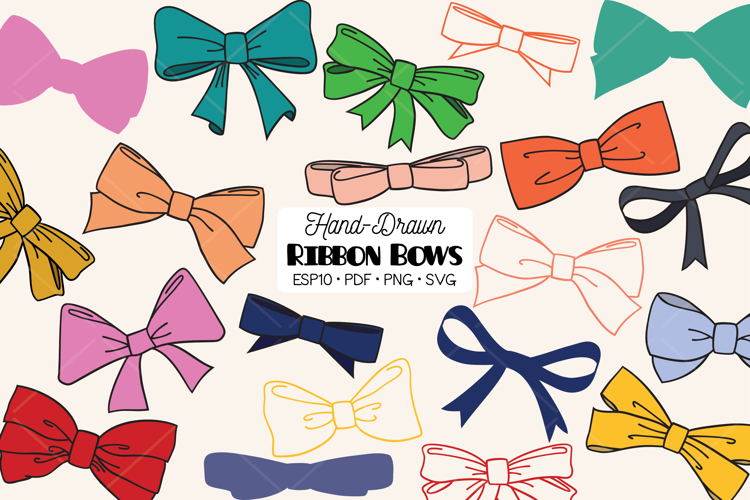Color Hand Drawn Bows | Bow Tie illustration, Ribbon Fashion