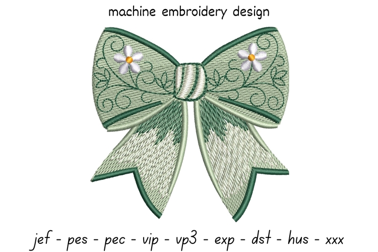 Floral Bow Embroidery Design - Machine Embroidery