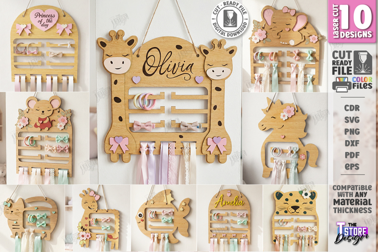 Baby Bow Holder Laser Cut | Hair Accessory Organizer SVG
