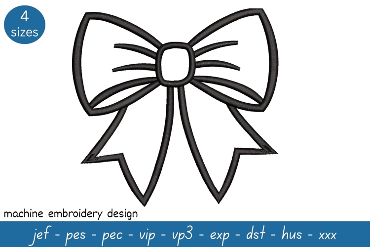 Bow Outline Embroidery Design - Machine Embroidery