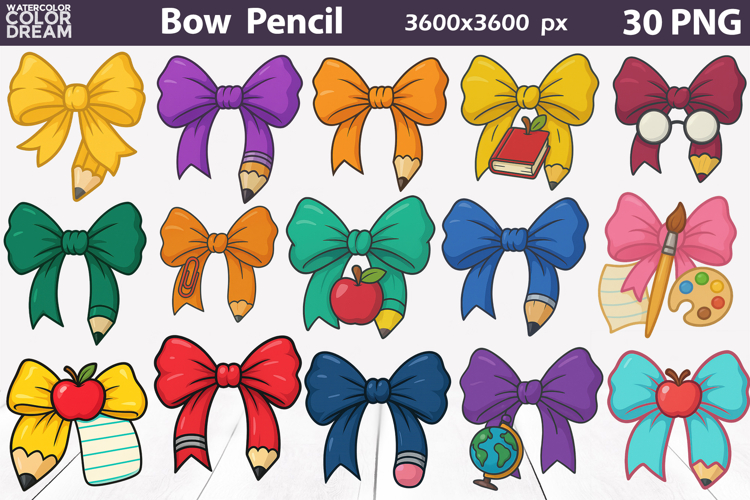 Bow Pencil Clipart | Teacher Pencil Sublimation