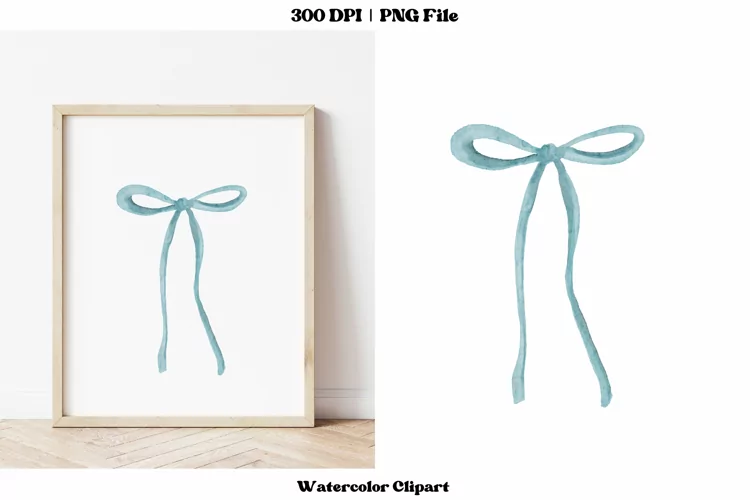 Bow Png | Blue Bow Sublimation | Watercolor Bow Clipart Blue