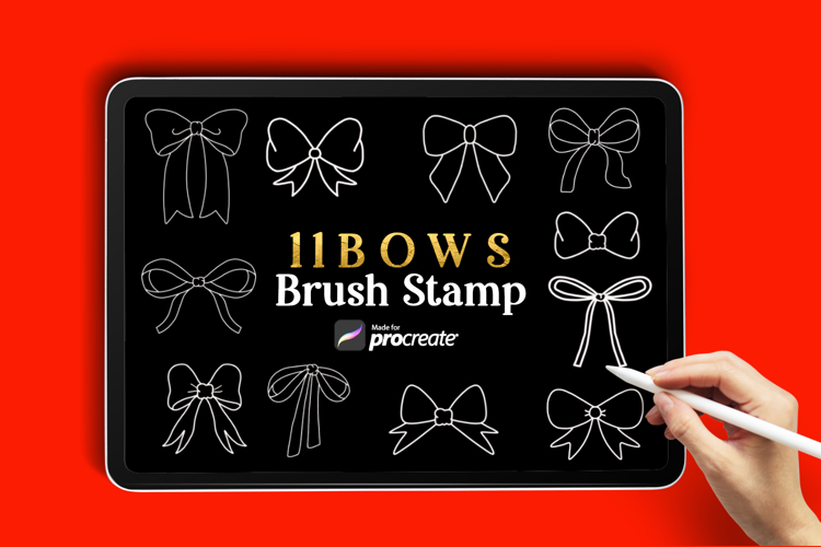 Bow Stamp Brushes for Procreate | 11 Cute Ribbon Stamps